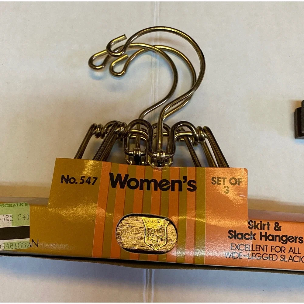 Vintage Lee Rowan Skirt Slacks Pants Wooden Metal Clamp Hangers NOS Lot of 5